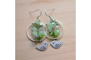 Tuto : Boucles d'oreilles oiseaux et perles vertes