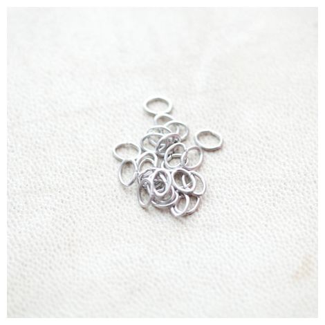 Anneaux Ovales 7x5x0.9mm Argenté gris x 101pcs