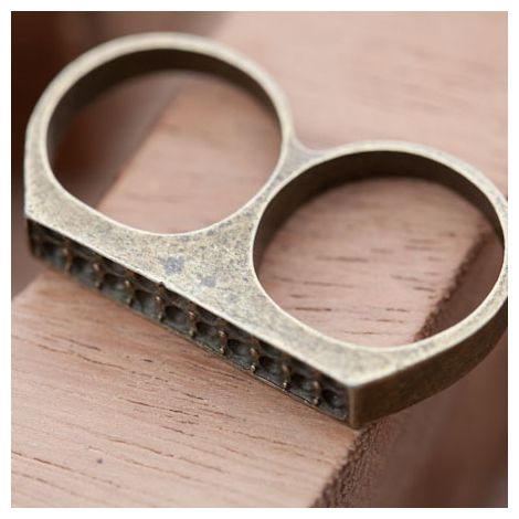 Bague Double Strass à poser Bronze vieilli