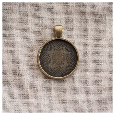 Pendentif Cadre de cabochon Rond 25mm Bronze vieilli