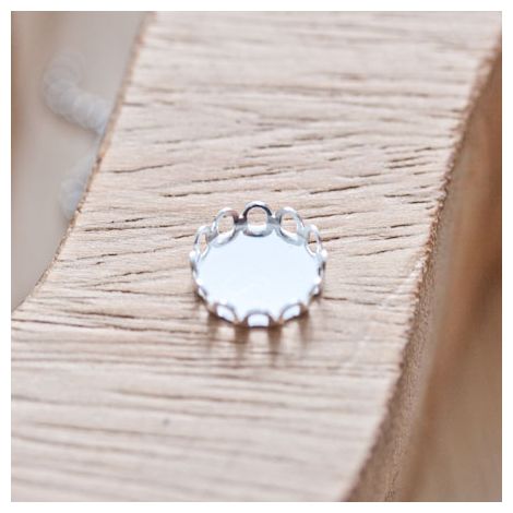 Base de cabochon Rond 12mm Cerclé Argent gris