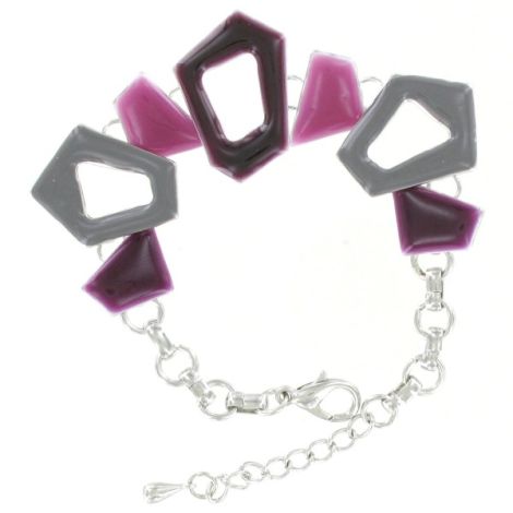 Bracelet métal argenté motifs colorés