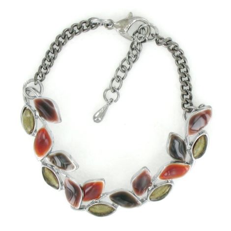 Bracelet chaîne avec motifs émaillés