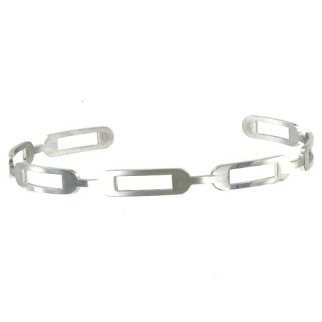 Bracelet jonc plat ajouré en métal argenté