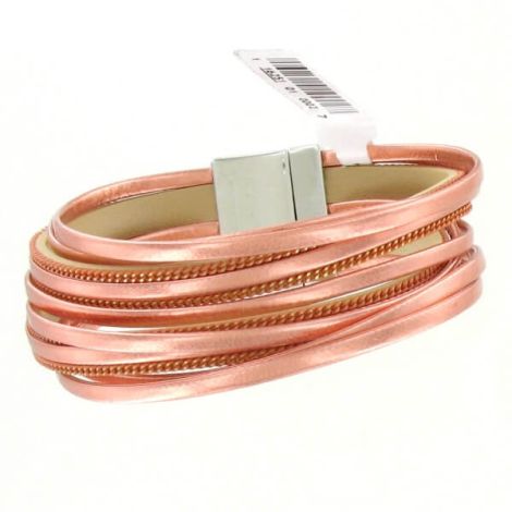 Bracelet multirangs simile cuir couleur cuivre
