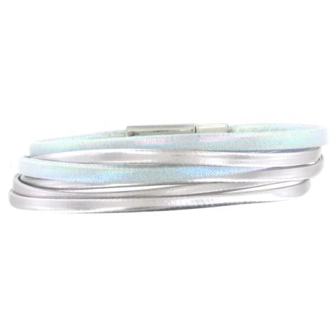 Bracelet multi-rangs argenté et bleu