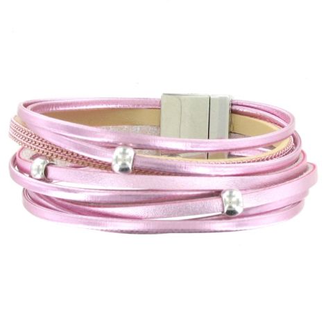 Bracelet multi-rangs rose brillant