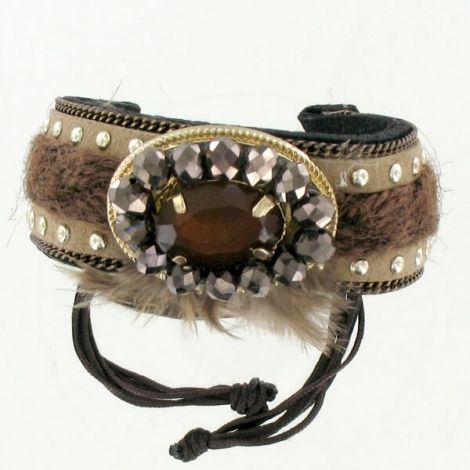 Bracelet plume marron