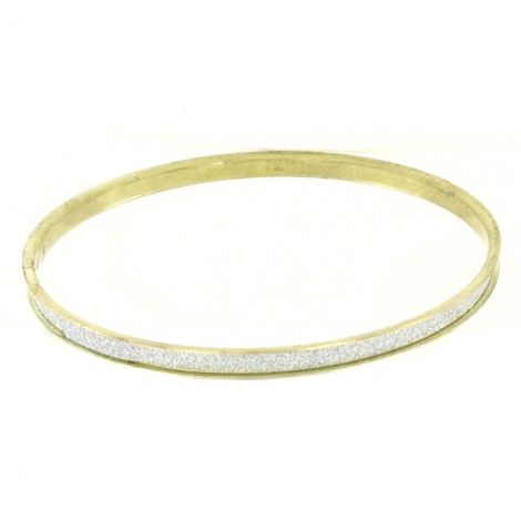 Jonc plat métal doré diamanté