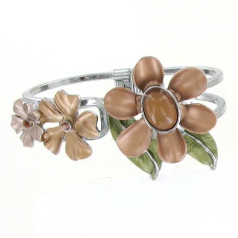 Bracelet rigide fleurs colorées