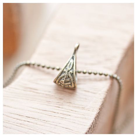 Breloque Accroche triangle à motifs Bronze vieilli