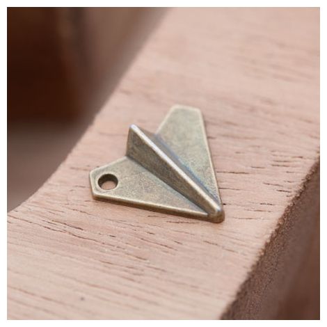 Breloque Avion en papier Bronze vieilli