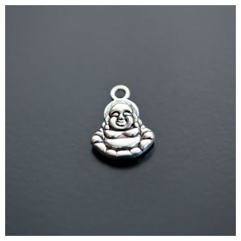 Breloque Buddha Argent vieilli