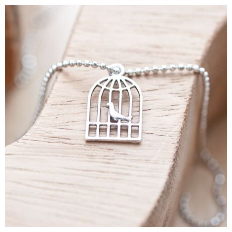 Breloque Cage à oiseaux plate Argent vieilli