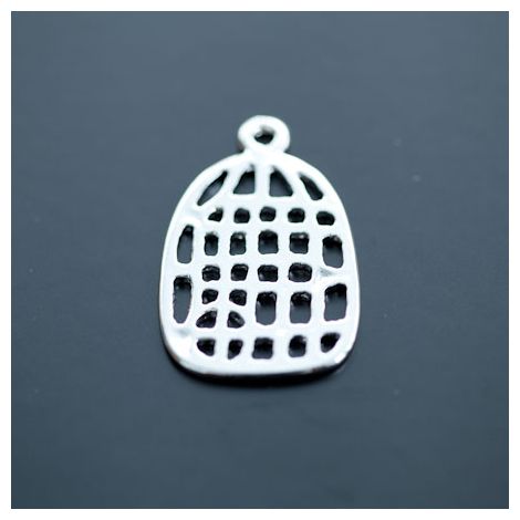 Breloque Cage à oiseaux Plate moyenne Argent gris x 1