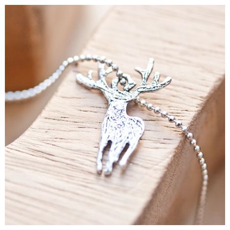 Breloque Cerf plat Argent vieilli