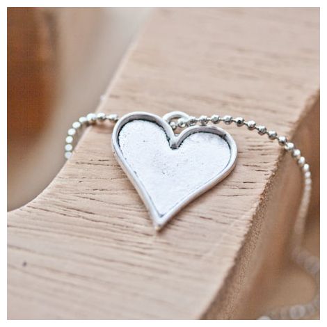 Breloque Coeur de carte Argent vieilli