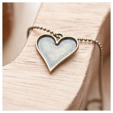 Breloque Coeur de carte Bronze vieilli