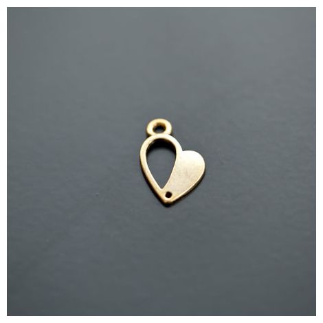 Breloque Coeur demi plein 17mm Doré vieilli