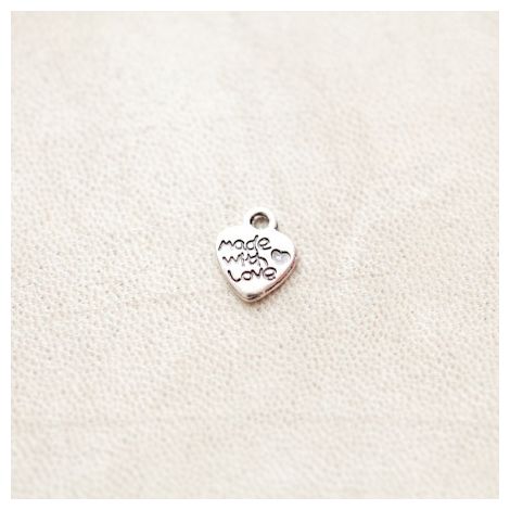 Breloque Coeur Made with love 12mm Argenté