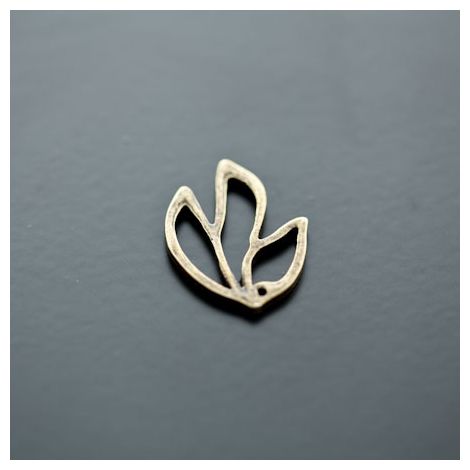 Breloque Feuille contour Bronze vieilli