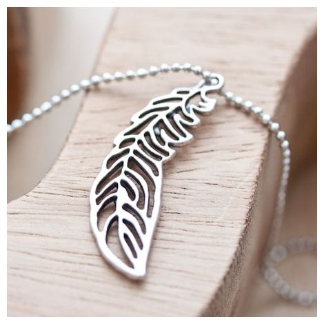 Breloque Feuille filigrane Argent vieilli