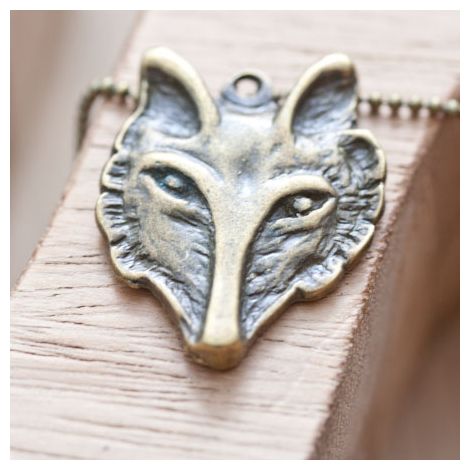 Breloque Joli Loup Renard Bronze vieilli