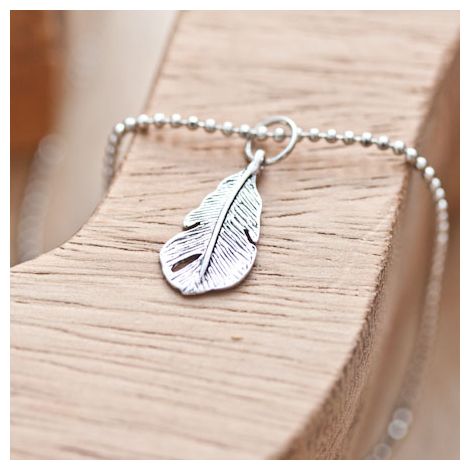 Breloque Jolie feuille arrondie Argent vieilli