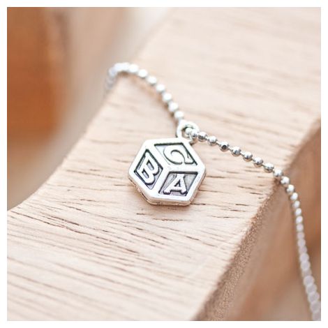 Breloque Jouet cube lettres Argent vieilli