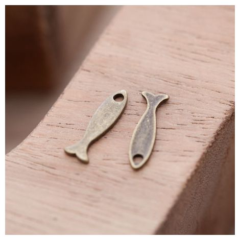 Breloque Mini Poisson Lisse Bronze vieilli