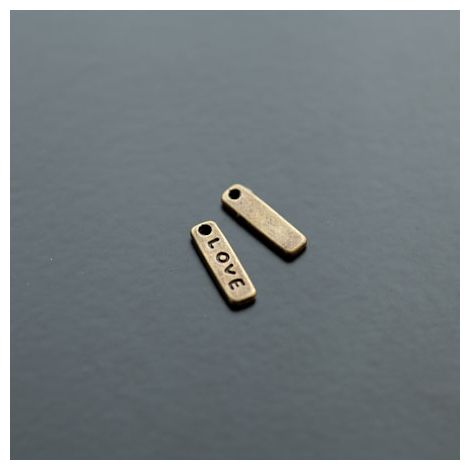 Breloque Mini Rectangle Love Bronze vieilli
