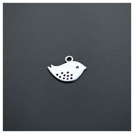 Breloque Oiseau Twitter Plat Argent vieilli