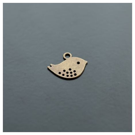Breloque Oiseau Twitter plat Bronze vieilli
