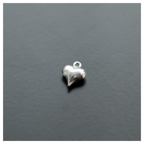 Breloque Petit Coeur Relief Argent gris