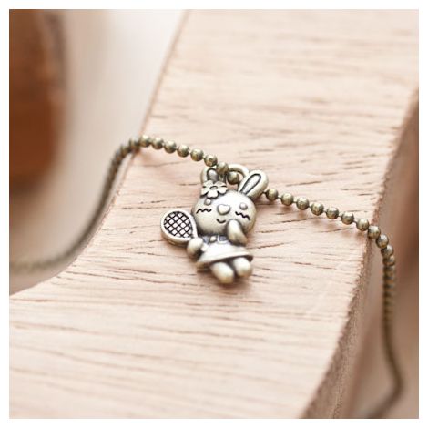 Breloque Petit lapin tennis Bronze vieilli