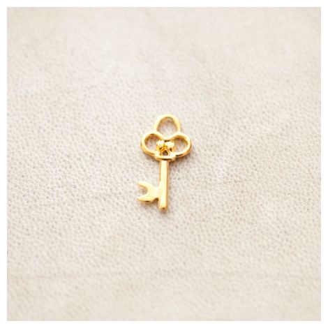 Breloque Petite Clé 20mm Fleur Doré