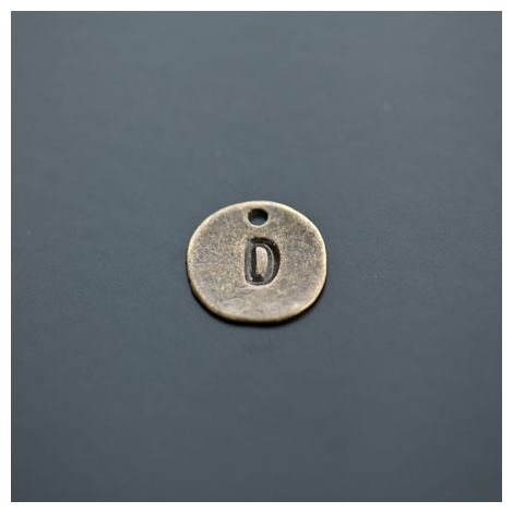 Breloque Plaque Lettre D Bronze vieilli x 8