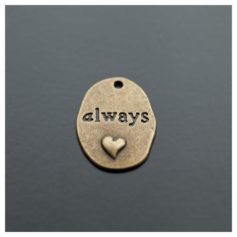 Breloque Plaque Ovale Coeur Always Bronze vieilli