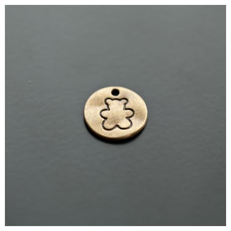 Breloque Plaque Ronde 15mm Ours Bronze vieilli x 6