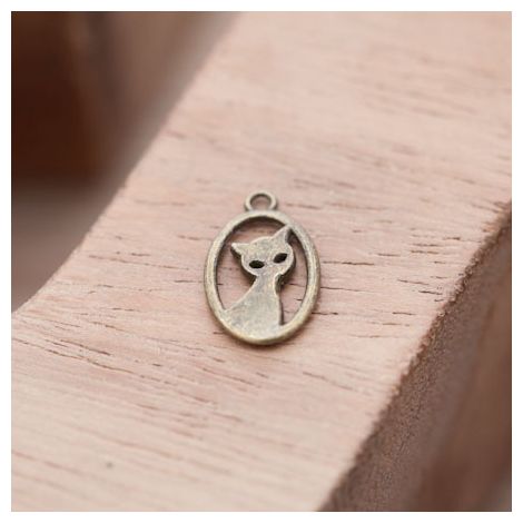 Breloque Portrait Chat Bronze vieilli
