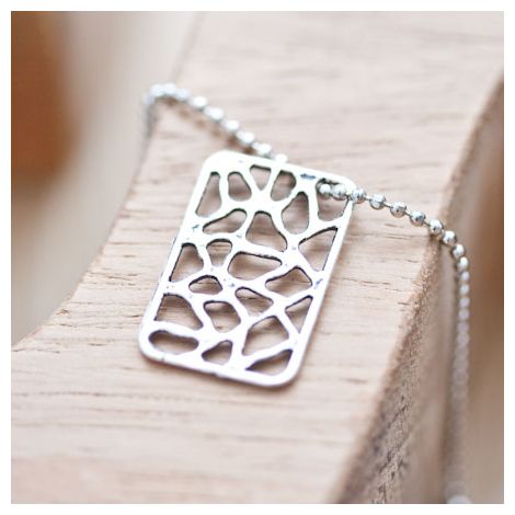 Breloque Rectangle filigrane Argent vieilli