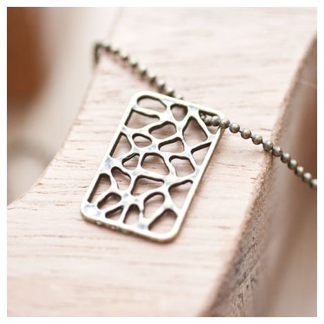 Breloque Rectangle filigrane Bronze vieilli