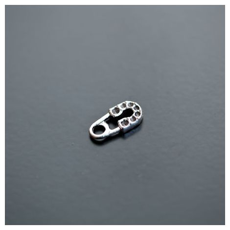 Breloque Strass Petite Epingle 14mm Argenté vieilli