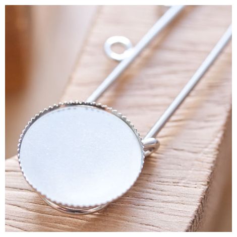 Broche à cabochon 20mm Argent gris x 2