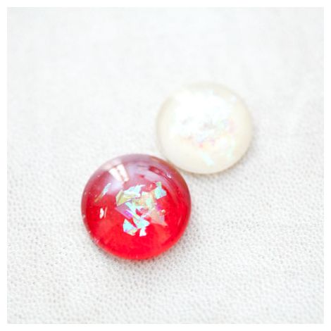 Cabochon en Verre Rond 18-30mm Paillettes Couleur Forme Mixte