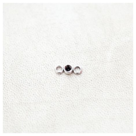 Connecteur à Cabochon 3.5mm Strass Argent vieilli