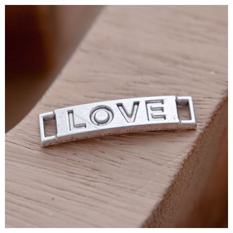 Connecteur Barre Love Argent vieilli