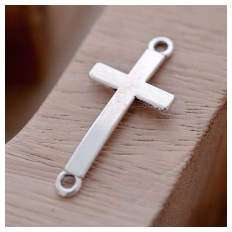 Connecteur Croix 37mm Argent vieilli