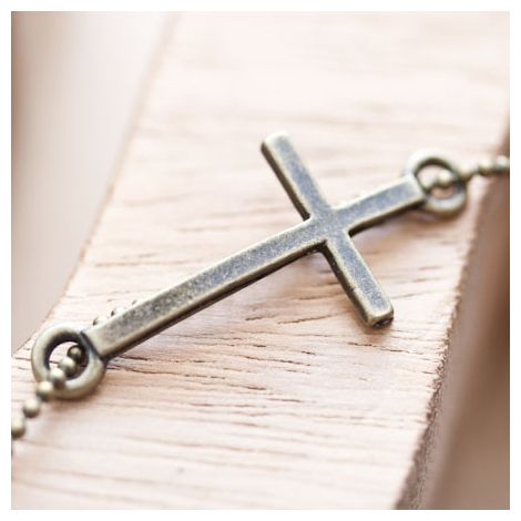 Connecteur Croix 39mm Courbée Bronze vieilli