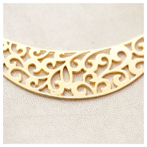 Connecteur Demi Lune Filigrane 84x33mm Doré